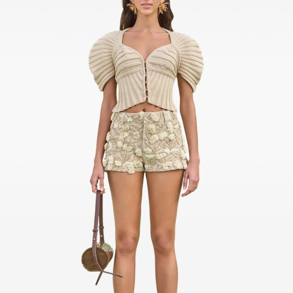 CULT GAIA  MSRP $850  Kian shorts Embroidered Floral Beige Women's Shorts - Picture 13 of 13